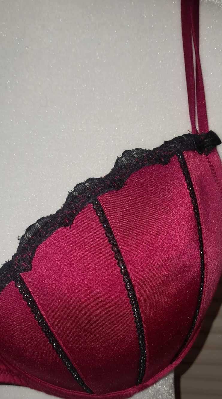 Apt. 9 Wine and Black 36 D and Large Lace Bra & Mini Skirt Set - Picture 3 of 16